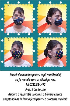 Mască din bumbac pentru copii si adulti reutilizabilă
