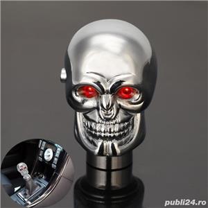Maner nuca schimbator de viteza masina auto Skull LED cap de mort UniversalFit +CADOU!  - imagine 3