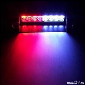 Lumini avertizare 8 LED stroboscop rosu albastru masina auto politie salvare SRI +CADOU! 