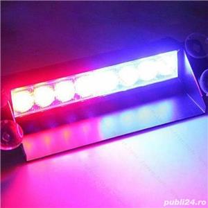 Lumini avertizare 8 LED stroboscop rosu albastru masina auto politie salvare SRI +CADOU!  - imagine 3