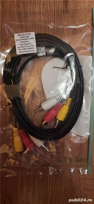 Cablu video compus 3x RCA tata-3 x RCA tata,2 m,negru,Nou! - imagine 3