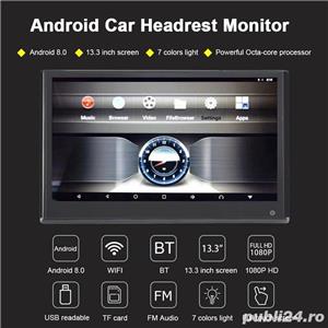 Monitor tetiera android 13.3" tableta smart hdmi usb sd 4k internet wifi leduri si logo selectabile - imagine 3