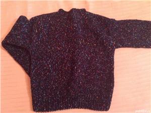 Pulover negru lucrat manual bumbac boucle