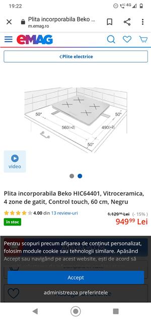 Plita vitrocentrata incorporabila Beko