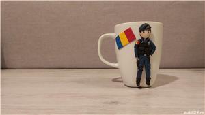 Cadou cana personalizata jandarm soldat fimo handmade  - imagine 3