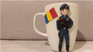 Cadou cana personalizata jandarm soldat fimo handmade 