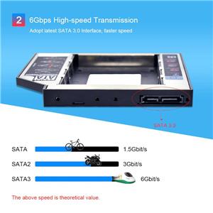 HDD / SSD Caddy - Adaptor CD-ROM la Hard Disk 9.5mm /12.7mm, SATA3, AL - imagine 3