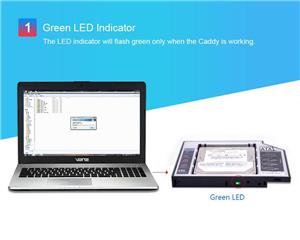 HDD / SSD Caddy - Adaptor CD-ROM la Hard Disk 9.5mm /12.7mm, SATA3, AL - imagine 2