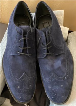 Pantofi Ermenegildo Zegna celeste blu suede,produs original.