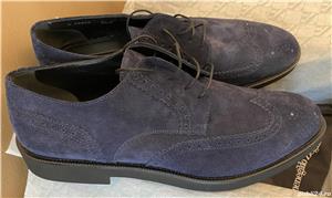 Pantofi Ermenegildo Zegna celeste blu suede,produs original. - imagine 2