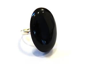 Inel Onix reglabil si Argint 925, Inel Supradimensionat, Inel Statement, Inel Negru, Cadou Sotie