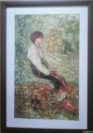 Țărancă2, 25 x 40 cm suprafață cusută, înrămat   