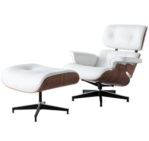 Fotoliu Eames Lounge Chair cu taburet furnir Palisandru piele neagra - imagine 4