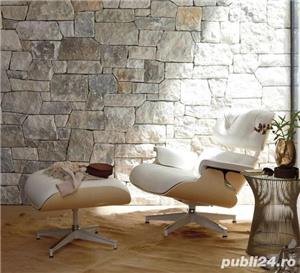 Fotoliu Eames Lounge Chair cu taburet furnir Palisandru piele neagra - imagine 8