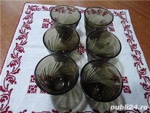 Set 6 pahare si 6 cesti de cafea cu farfurtiute fumurii noi termorezistente Duralex 