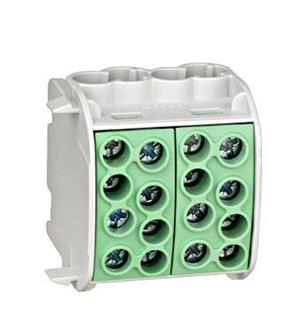 Clemă derivatie, 35mm , 4 intrări-4 ie iri, verde Schrack