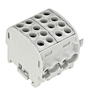 Clemă derivatie, 35mm , 4 intrări-4 ie iri, Gri Schrack