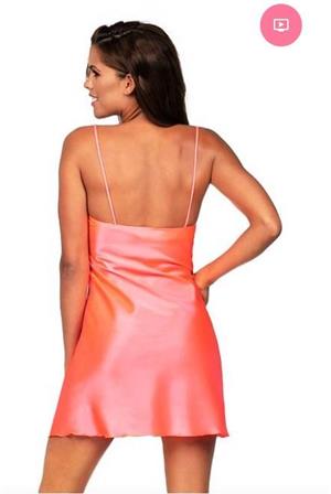 Neglijeu dama sexy roz corai satin lenjerie lux pijama femei camasa de noapte - imagine 4