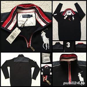 Pulover barbati bleumarin fermoar guler lana epoleti