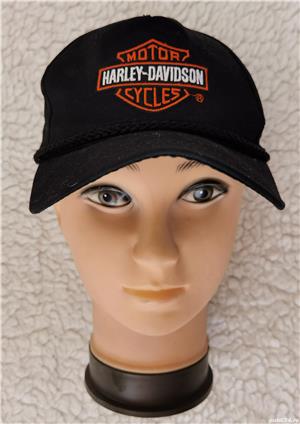 Sapca neagra barbati 100% bumbac logo brodat firma HARLEY-DAVIDSON masura universala  - imagine 2
