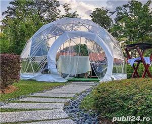 Cort tip igloo transparent 12 mp,,4 m diam,structura metalica,sera,terasa,bar,evenimente,foisor,masa - imagine 8