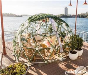 Cort tip igloo transparent 12 mp,,4 m diam,structura metalica,sera,terasa,bar,evenimente,foisor,masa - imagine 2