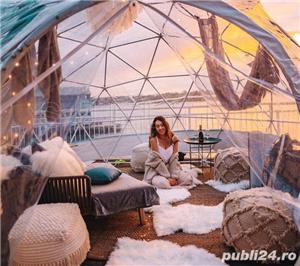 Cort tip igloo transparent 12 mp,,4 m diam,structura metalica,sera,terasa,bar,evenimente,foisor,masa - imagine 3