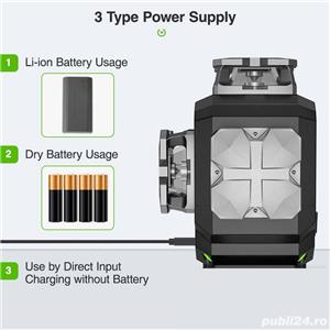 Nivelă laser Huepar S03CG 3D, fascicul verde auto-nivelabil cu 12 linii, nivelare 3*360  orizontală  - imagine 2