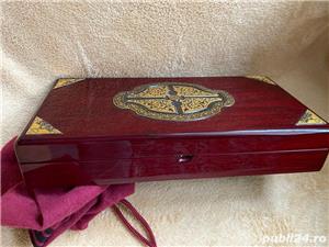 Set de instrumente de scris in caseta de lux decorata cu aur, Credan - imagine 5