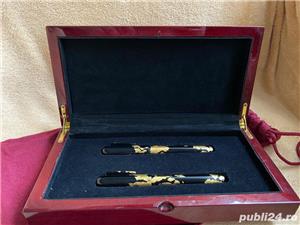 Set de instrumente de scris in caseta de lux decorata cu aur, Credan - imagine 4
