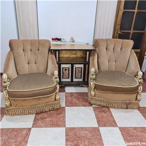 Canapea si Fotolii Vintage 1890, lemn Par African - imagine 7