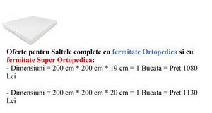 Vand Saltele Saltea 200 x 200 x 19 si 20 CM, Noua, 1080 Lei si 1130 Lei