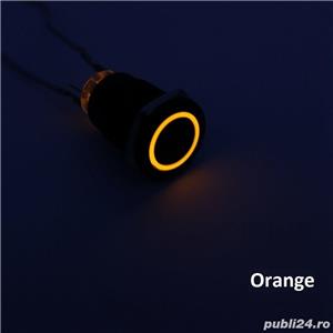 Buton antivandal 16mm, led 24V, tip reset (fara retinere) cu iluminat rosu verde albastru alb galben - imagine 6