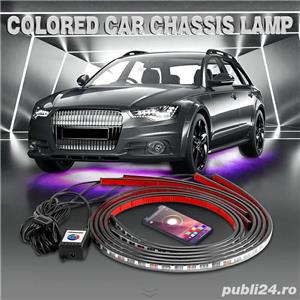 Set 4 benzi lumini LED RGB tuning masina SuperBright 8 culori waterproof telecomanda +CADOU