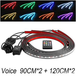 Set 4 benzi lumini LED RGB tuning masina SuperBright 8 culori waterproof telecomanda +CADOU - imagine 2