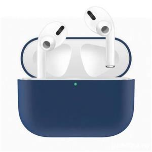 Husa protectie silicon casti Apple Airpods Pro suport carcasa albastra