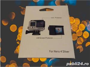 Set folii protectie lentila LCD camera video sport GoPro HERO 4 Silver 