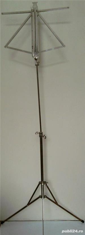 Portativ stativ muzical partitura note inox, pliabil nou, inalt 150 cm - imagine 2