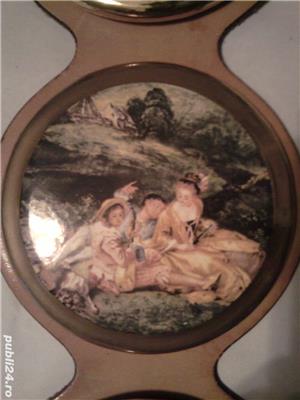 Tablouri ceramica Anglia, set 3 medalioane vintage contur aur coloidal - imagine 4