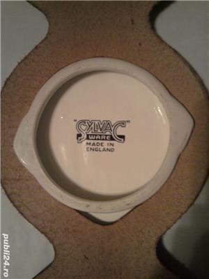 Tablouri ceramica Anglia, set 3 medalioane vintage contur aur coloidal - imagine 7
