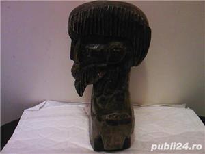 Sculptura in lemn, cap, bust de aborigen, african - imagine 2