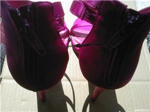 Pantofi, sandale dama noi Next UK satin roz "Pink Velvet" nr. 37 toc 10.5 cm - imagine 6