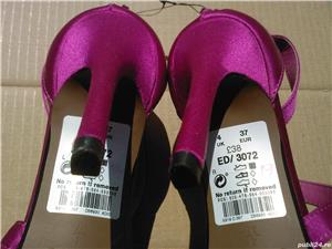 Pantofi, sandale dama noi Next UK satin roz "Pink Velvet" nr. 37 toc 10.5 cm - imagine 5