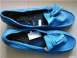 Pantofi noi piele impletiti cu canafi Next UK, albastri nr. 42