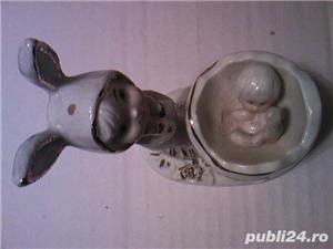 Bibelou pt. botez sau Pasti: fetita caciulita iepuroaica si nou nascut in cristelnita coaja de ou - imagine 3