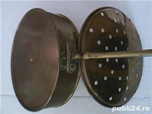 Incalzitor alama cu aburi pt. pat, obiect vintage bronz Anglia, epoca Victoriana