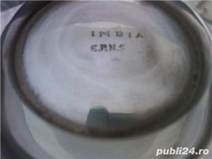 Cana, cupa vintage alpaca argintata si clopotel Cruce de Malta, simbol masonic - imagine 5