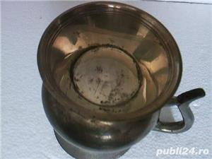 Cana vintage cu toarta bronz alama gravura Cipru, Anglia - imagine 3