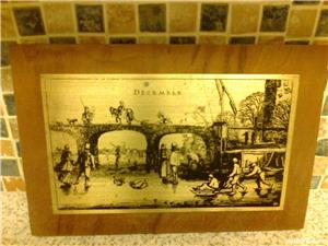 Set 3 tablouri metal vintage serigrafie cu scene Epoca Victoriana, Anglia: Martie, Iulie, Decembrie