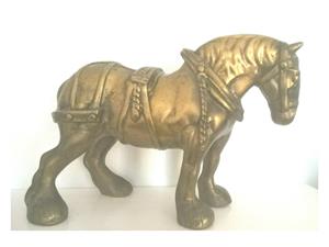 Cal de tractiune vintage alama bronz Anglia Epoca Victoriana detalii harnasament 11 kg